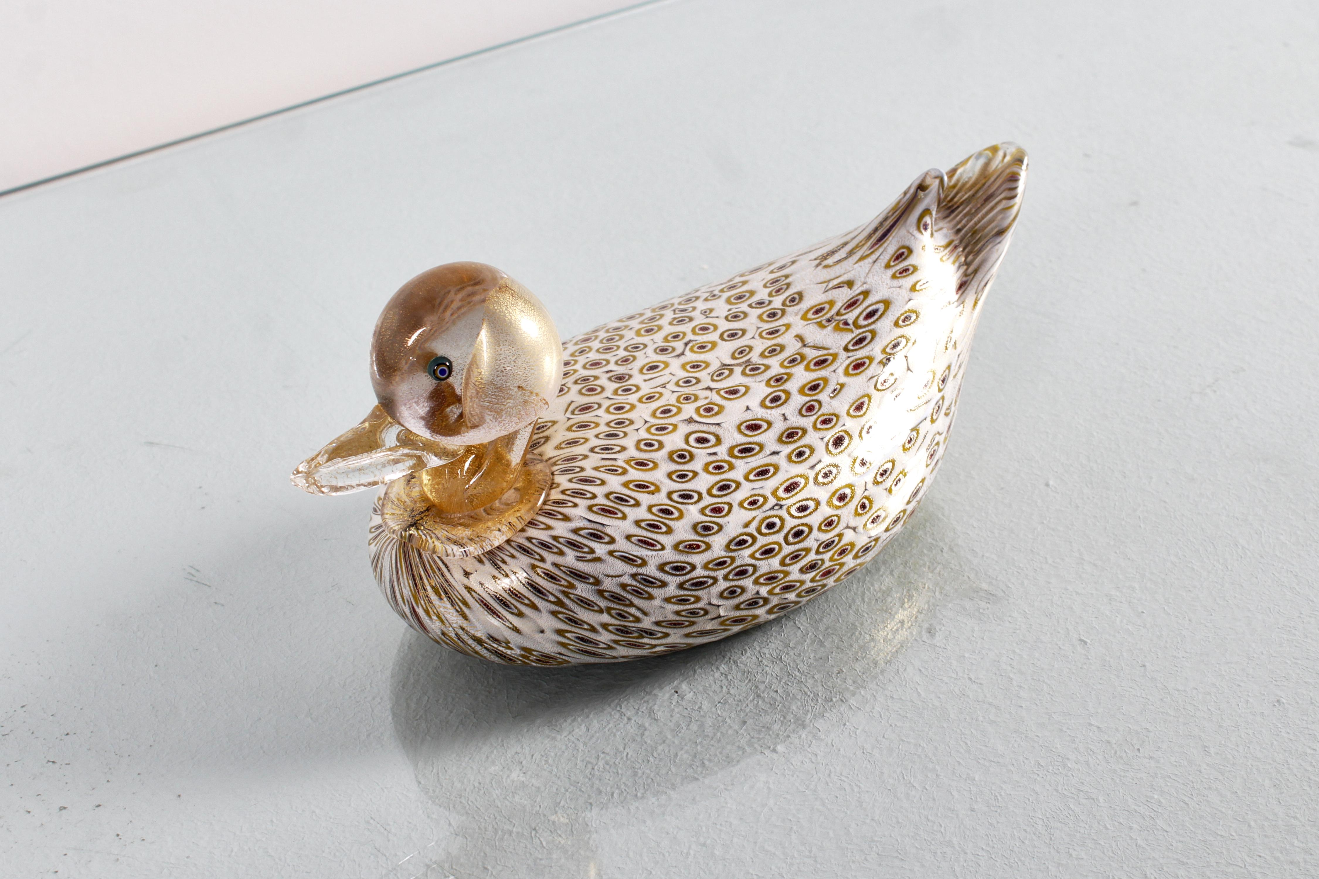 A. Barbini (attr.) Murano Glass Duck Sculpture with Murrine 60s Italy For Sale 8