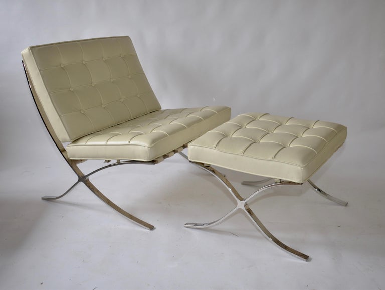 Barcelona Style Chair and Ottoman at 1stDibs