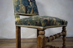 Baroque Bleached Walnut Flemish 18th Century Tapestry Side Chair, Green