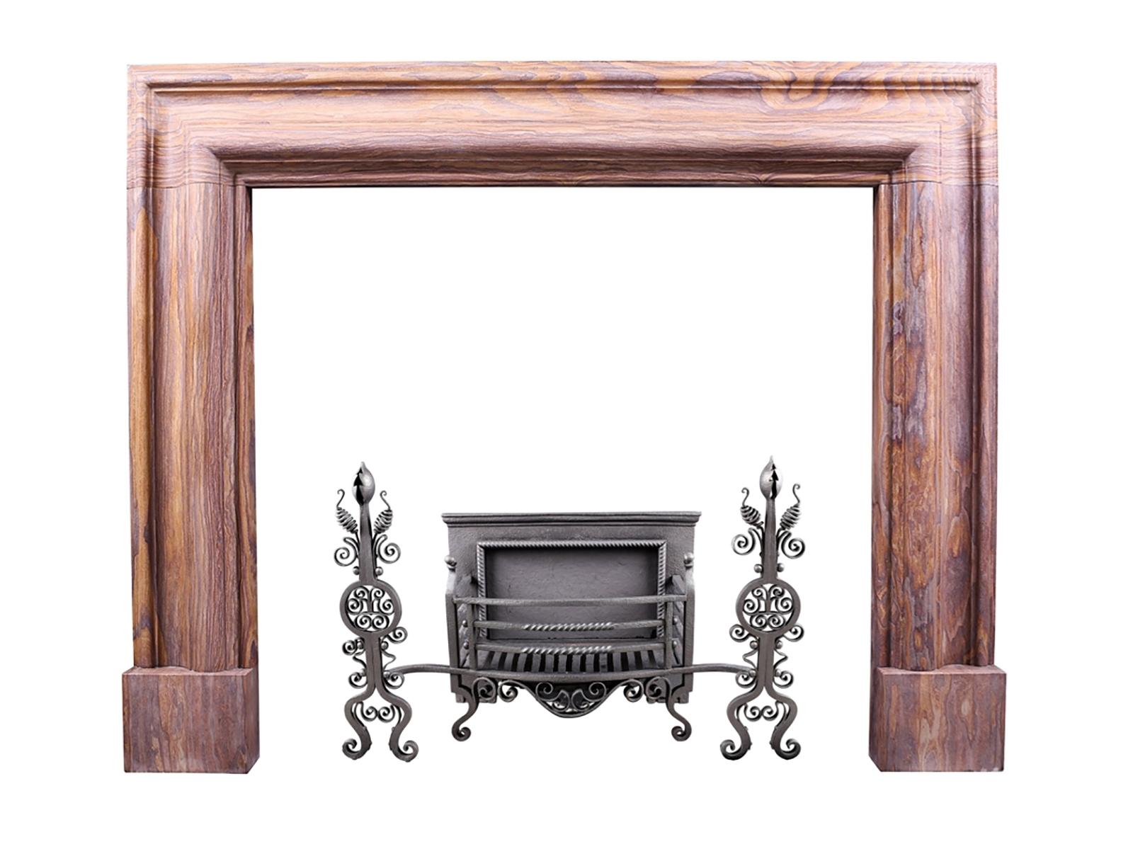 A Baroque Bolection fireplace in Italian wooden fossil stone

Depth: 4 1/4? – 11 cm
External Height: 46 1/2” – 118 cm
External Width: 59? – 149.8 cm
Internal Height: 38? – 96.5 cm
Internal Width: 42? – 106.6 cm.