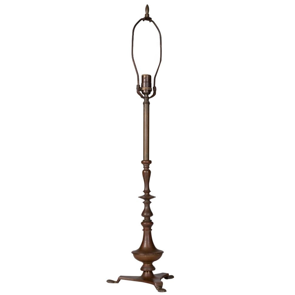Brass Early 20th Century Baroque Bronze Table Lamp with a Tripod Base, Circa 1900s