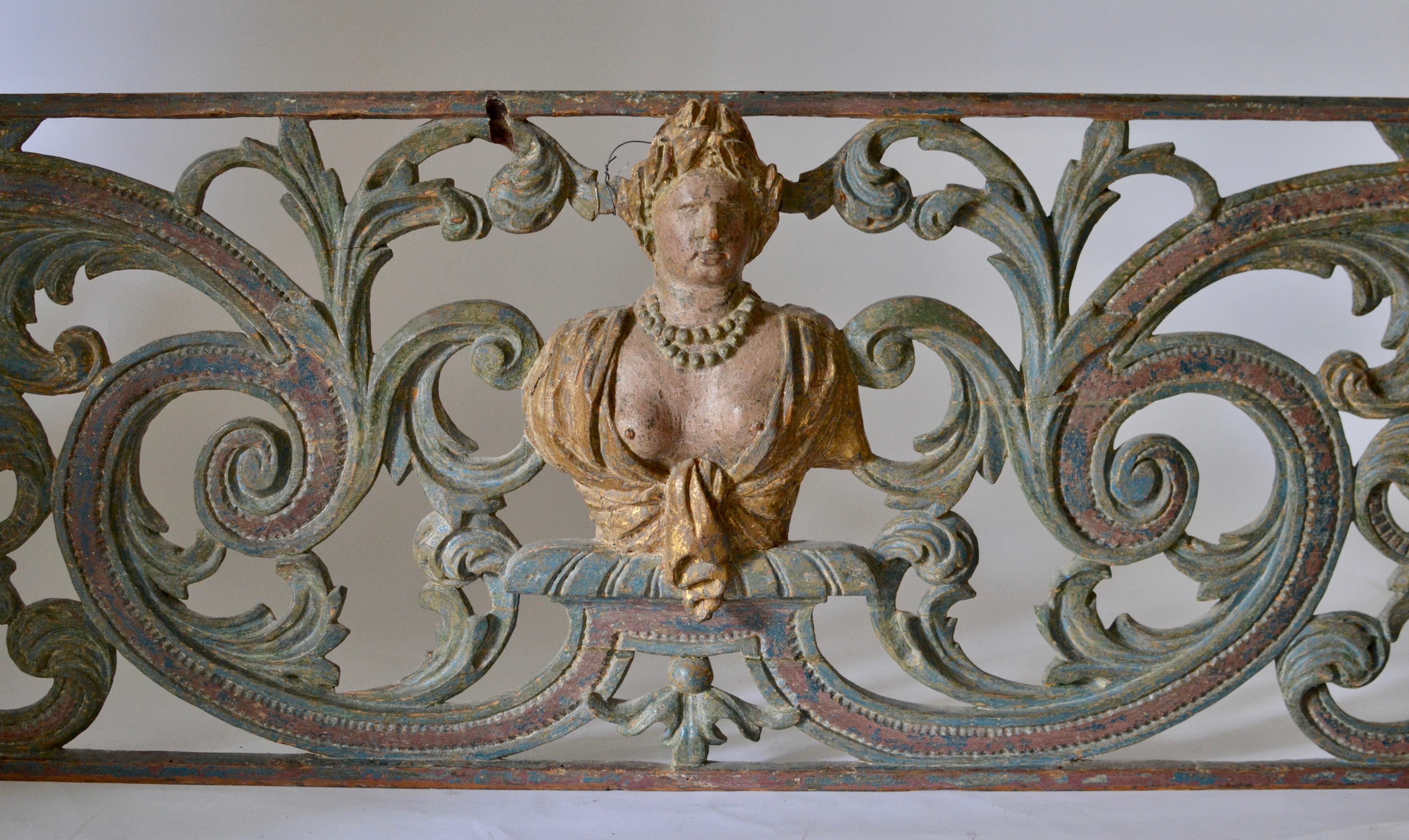 Baroque Wood sculptured   Painted and gilt Overdoor Piece, Rococo, mid 18th Century