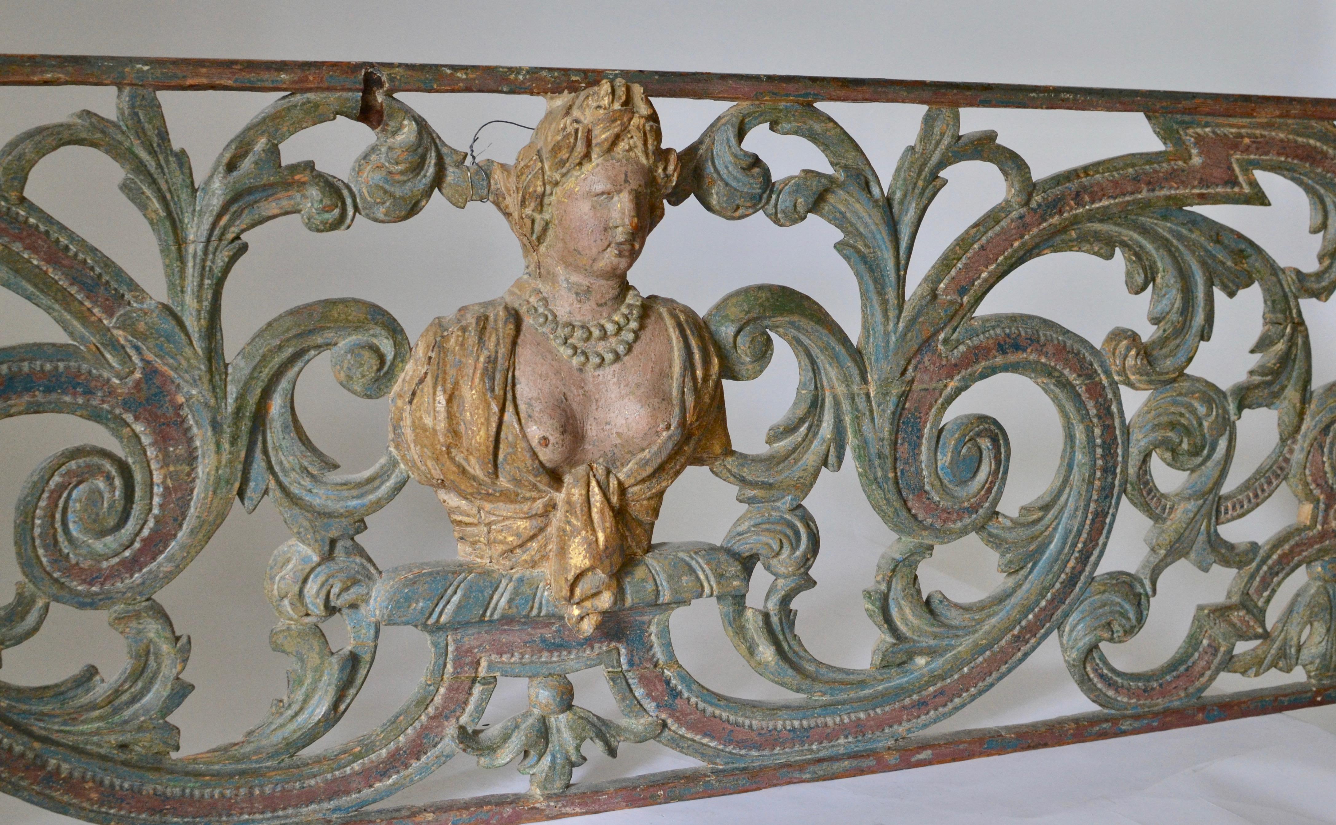 European Wood sculptured   Painted and gilt Overdoor Piece, Rococo, mid 18th Century