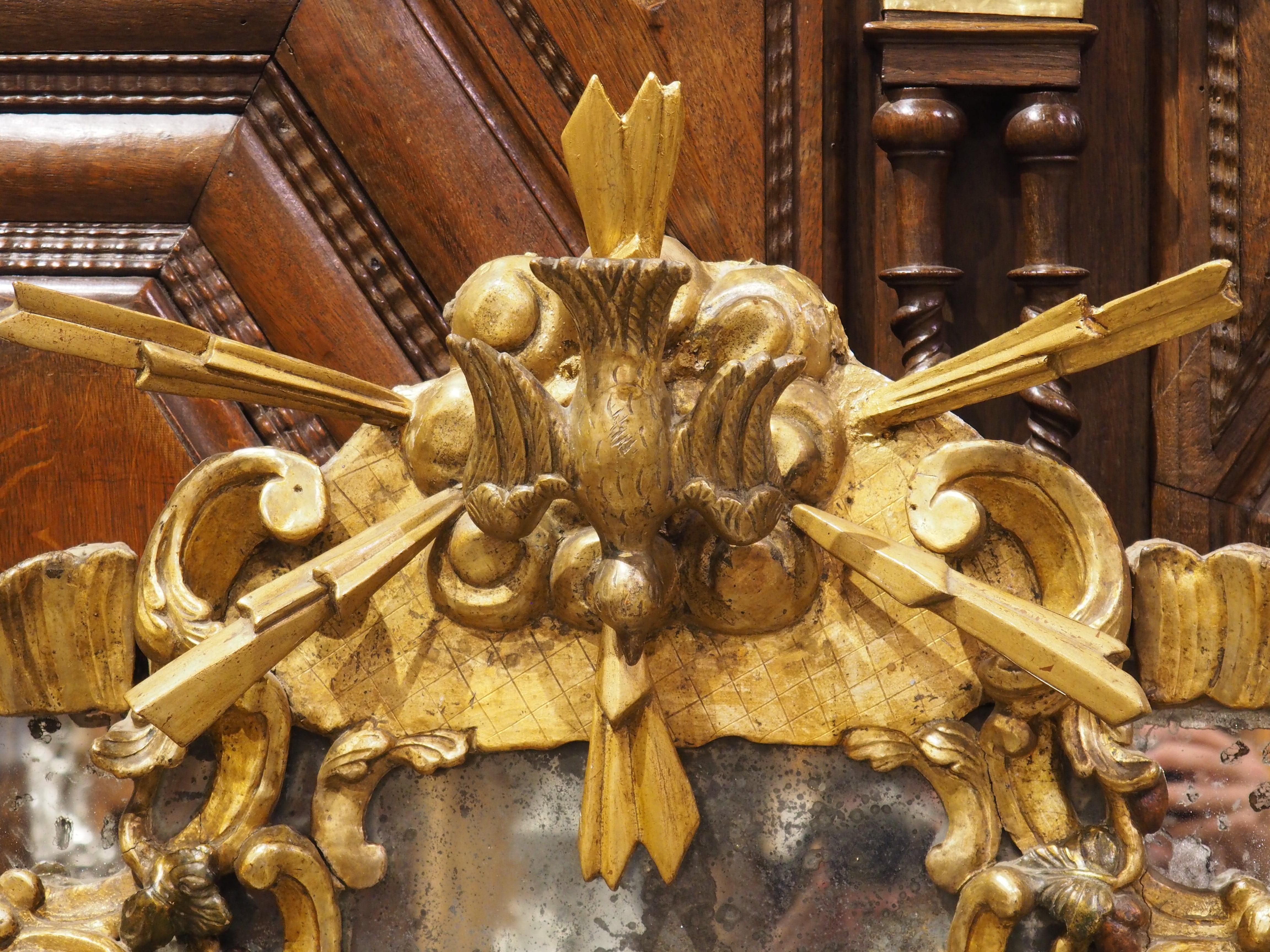Glass A Baroque Period Giltwood Altar Mirror from Dijon, France, Late 17th Century