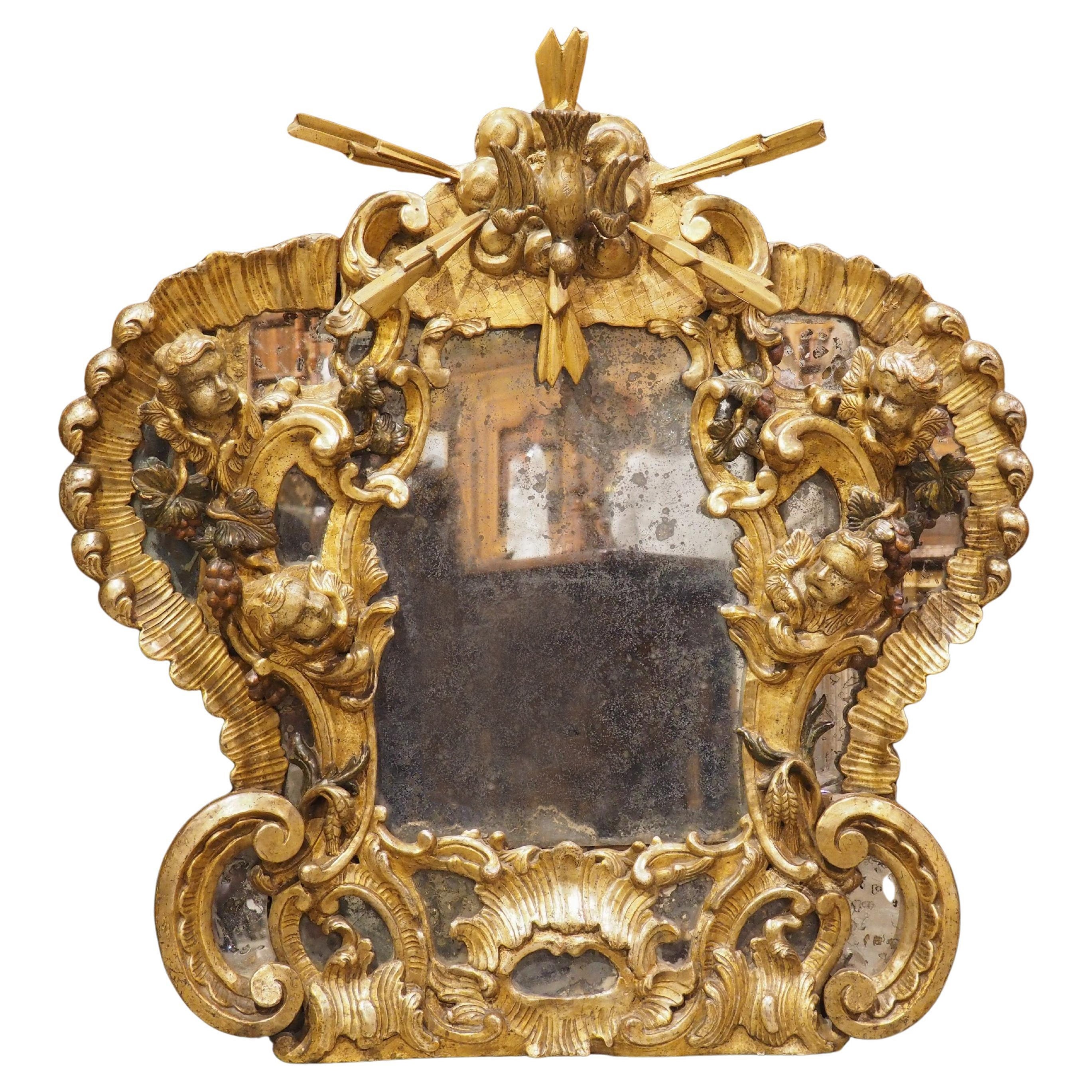 A Baroque Period Giltwood Altar Mirror from Dijon, France, Late 17th Century