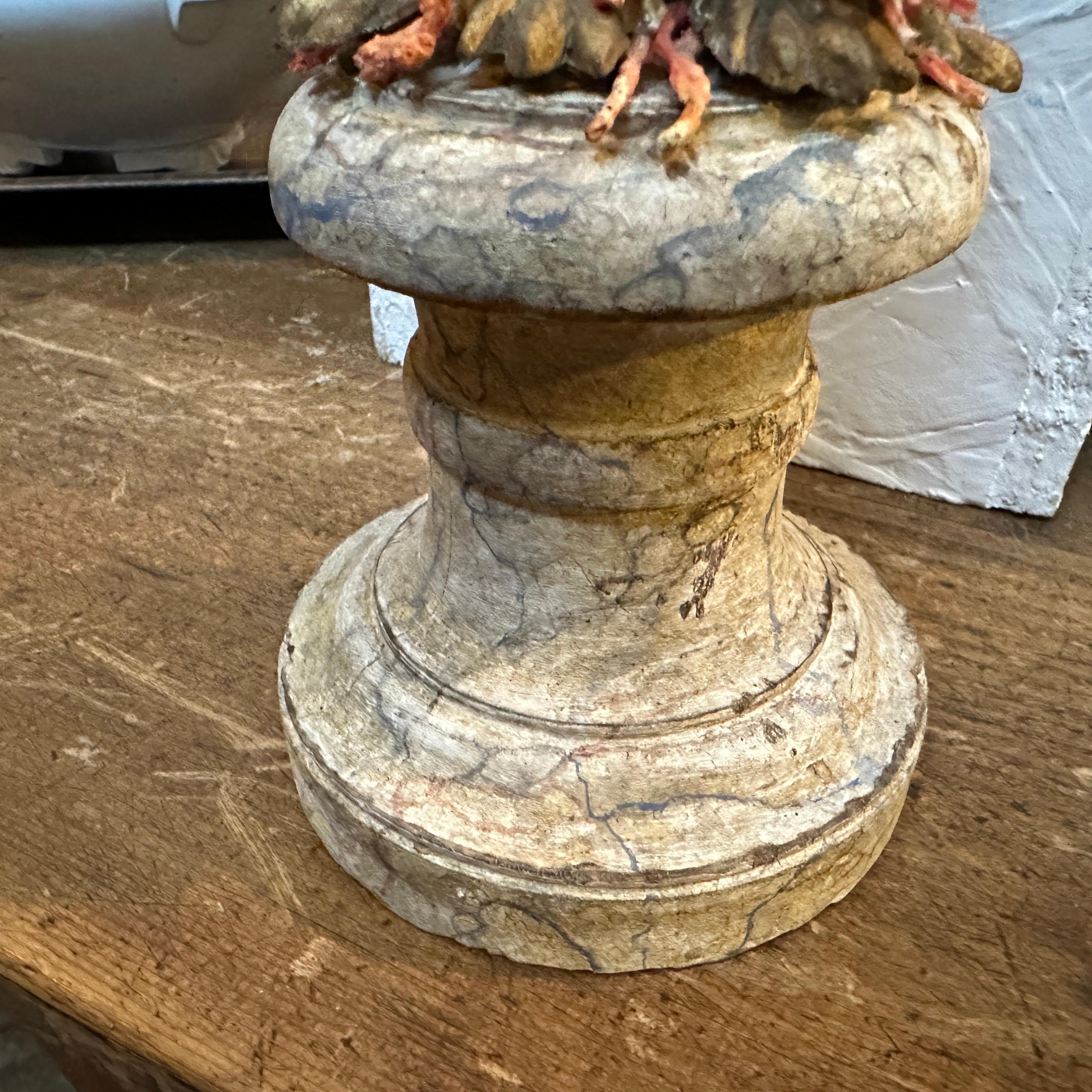 A Baroque Revival Wood Bust of a Putto on a fake Marble Lacquered Wood Base For Sale 1