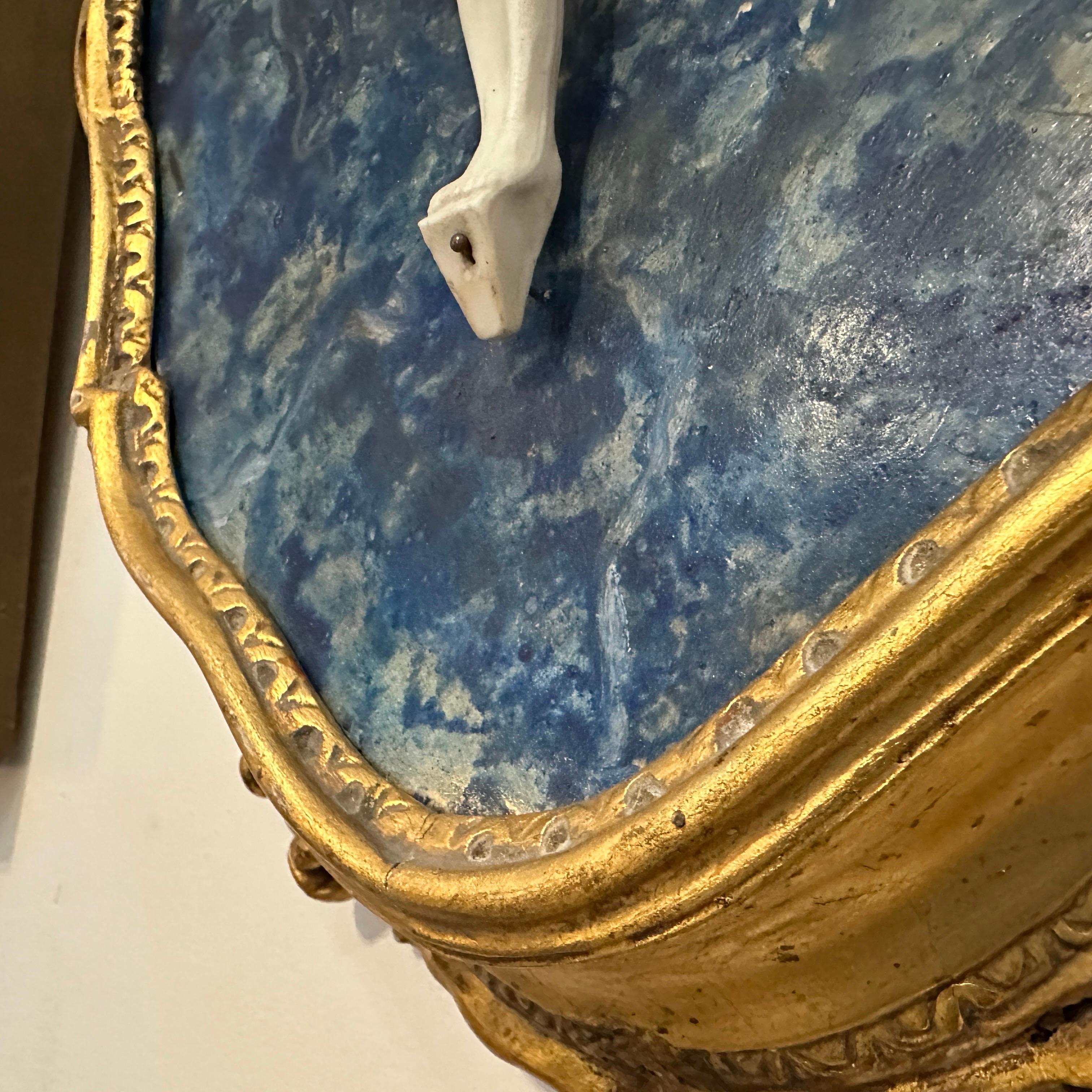 A Baroque Style Gilded Wood Box Frame Displaying a White Porcelain Christ For Sale 4