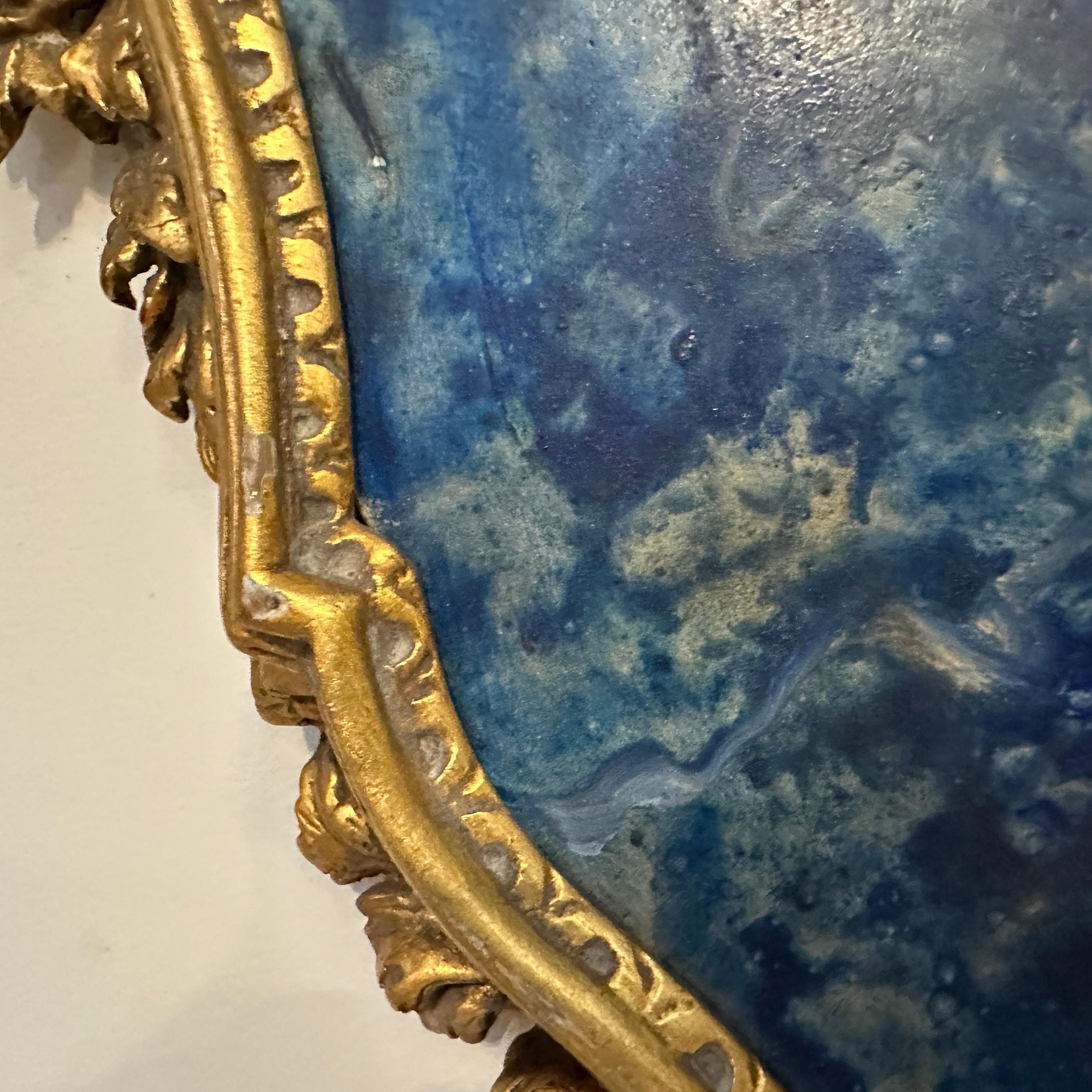 19th Century A Baroque Style Gilded Wood Box Frame Displaying a White Porcelain Christ For Sale