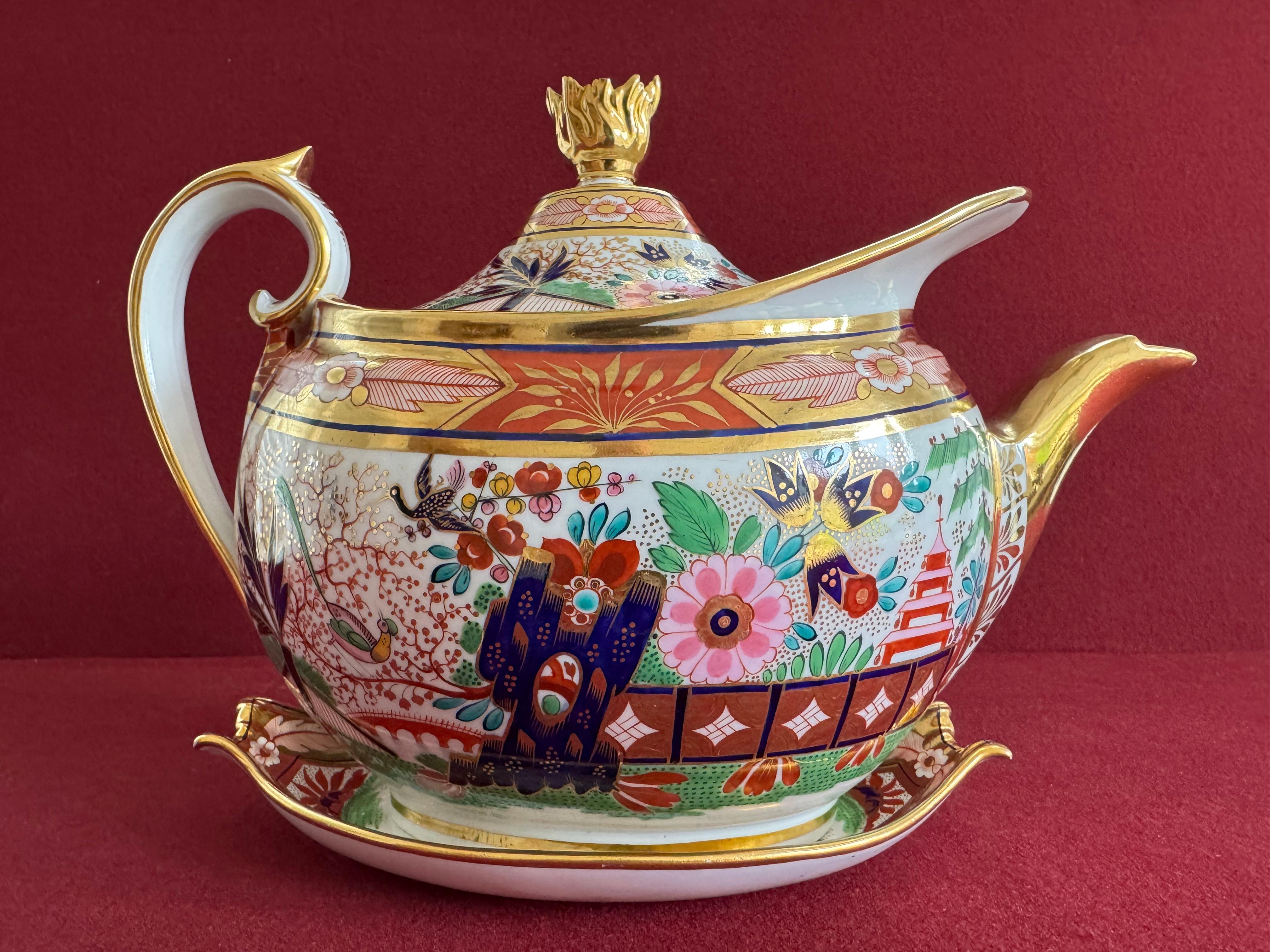 Tetera de porcelana con motivo japonés de Barr, Flight & Barr Worcester c.1810 Británico en venta