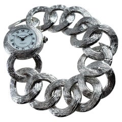 A. Reloj de cuerda manual con brazalete de plata de ley Barthelay para Moribito