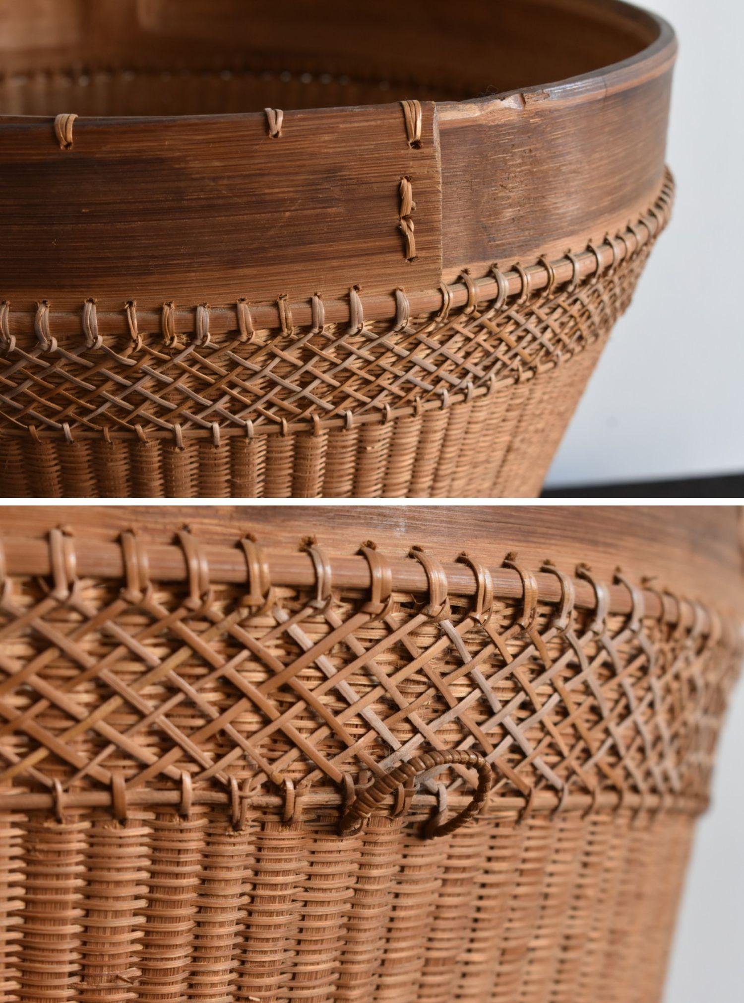 Basket Woven from Old Japanese Actinidia Polygama and Bamboo/Showa Era/Mingei 5