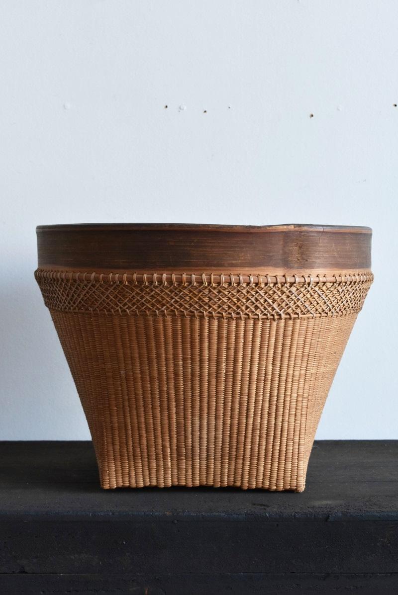 Hand-Woven Basket Woven from Old Japanese Actinidia Polygama and Bamboo/Showa Era/Mingei