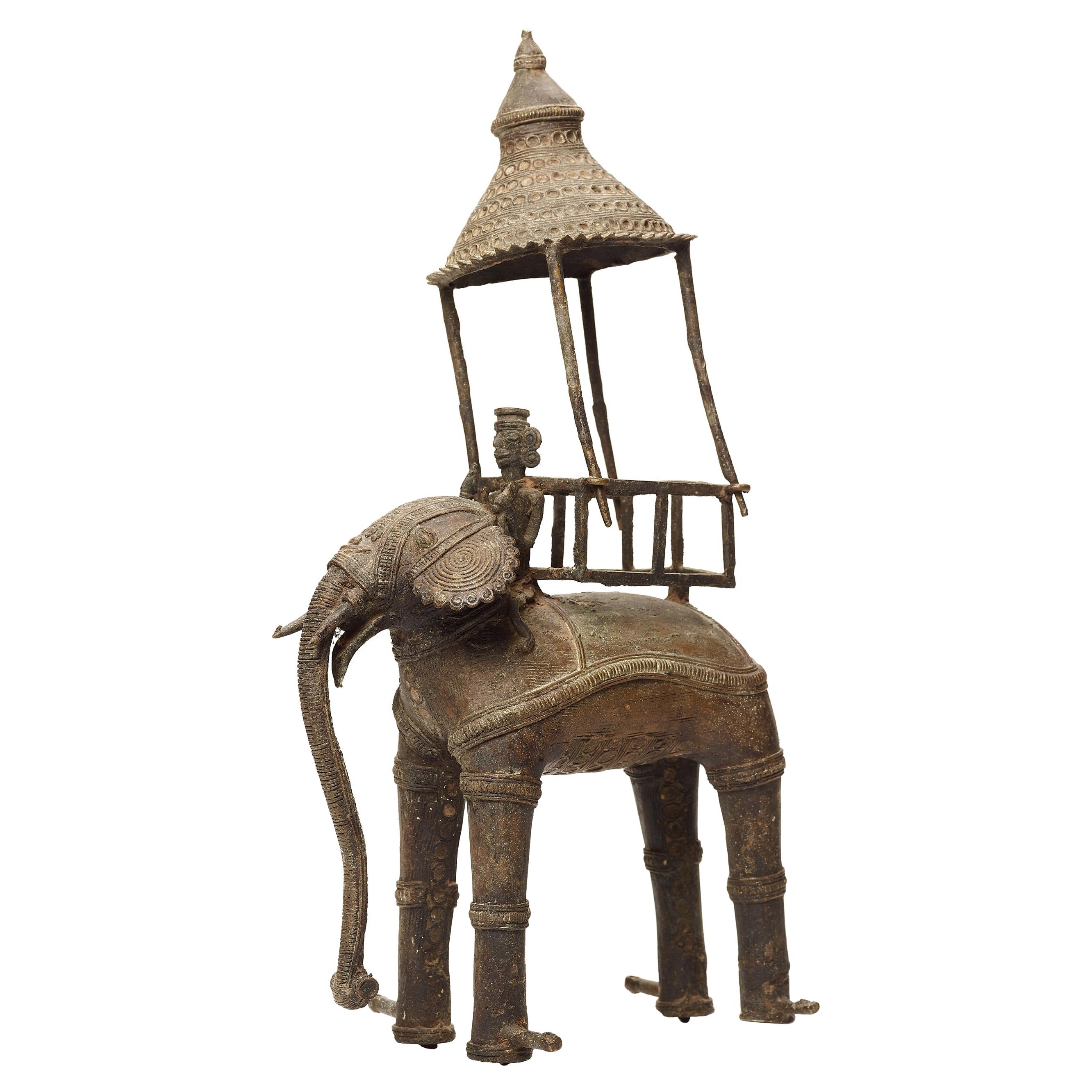 Bastar Bronze of an Elephant with Howdah, India, 19th-20th Century