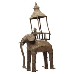 Antique Bastar Bronze of an Elephant with Howdah, India, 19th-20th Century