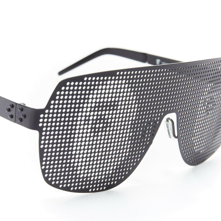 A BATHING APE BAPE black metal dotted shutter shades kanye sunglasses logo  print at 1stDibs