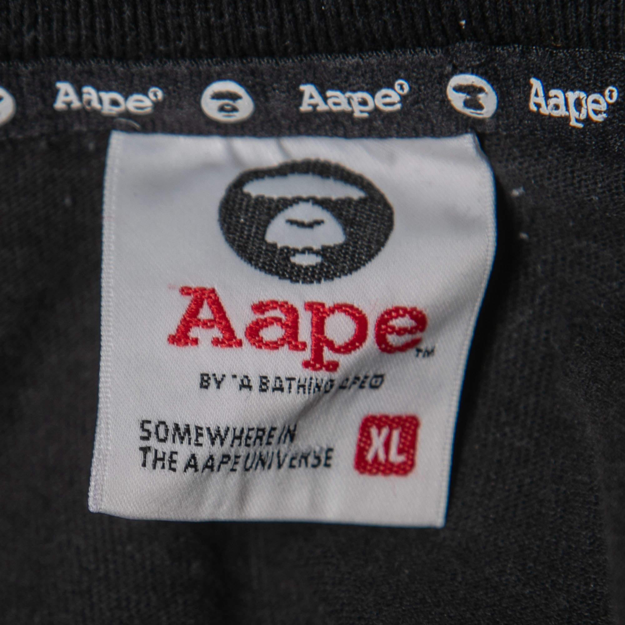 A Bathing Ape Black Logo Print Cotton Crew Neck Half Sleeve T-Shirt XL For Sale 1
