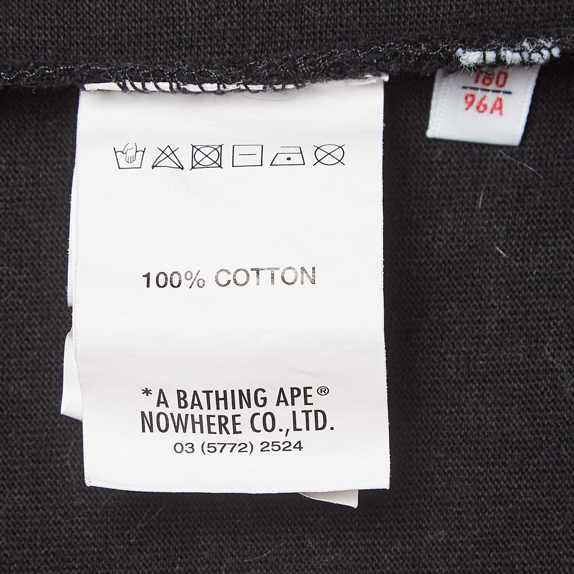 A Bathing Ape Black Printed Cotton Knit Crew Neck T-Shirt L For Sale 1