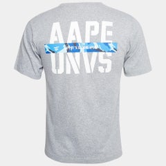 A Bathing Ape Grey Aape Universe Print Cotton Crew Neck T-Shirt S