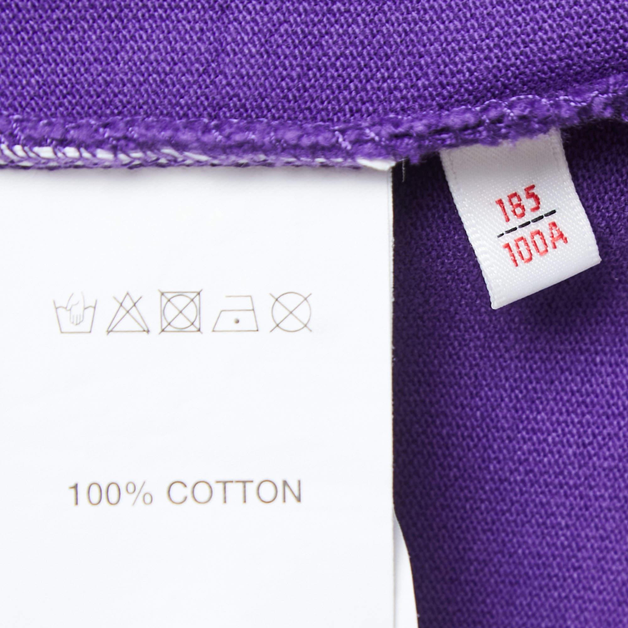 A Bathing Ape Purple Logo Embroidered Cotton Pique Polo T-shirt XL For Sale 4