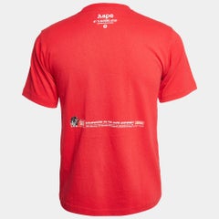 A Bathing Ape Red Digital Printed Cotton Knit Crew Neck T-Shirt S