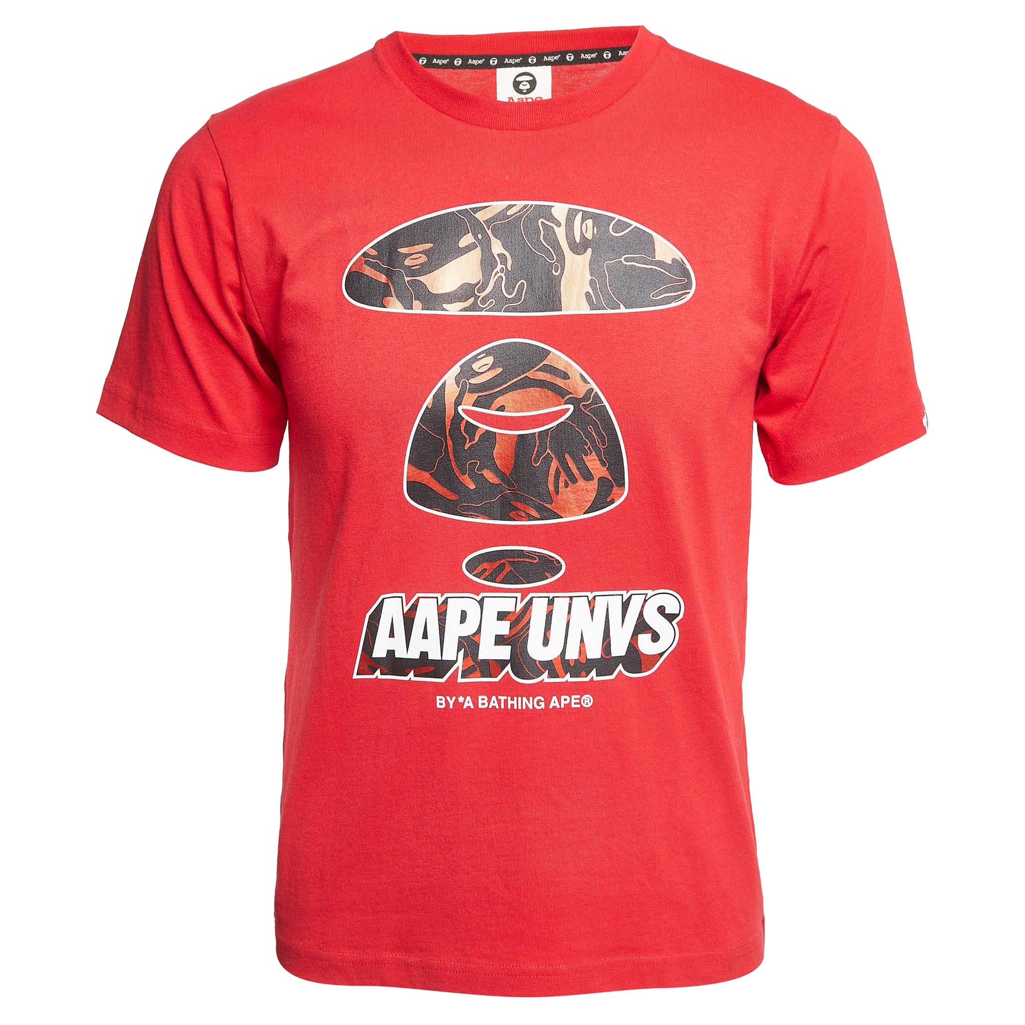 A Bathing Ape - Maglietta girocollo in cotone con stampa digitale rossa T S