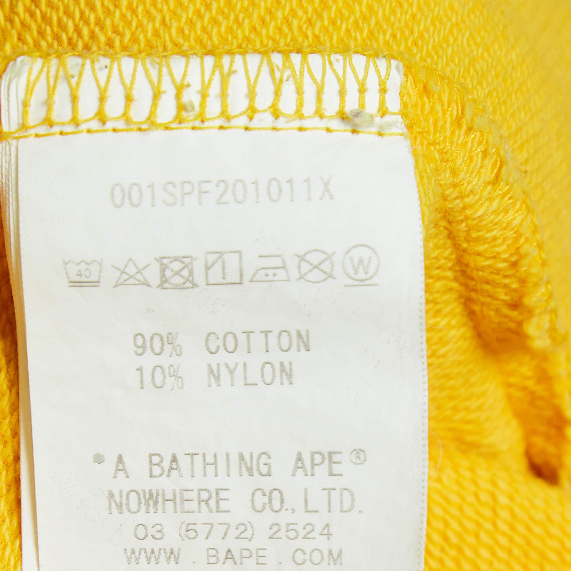 A Bathing Ape Yellow Printed Cotton BAPE Shorts L 1