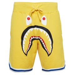 A Bathing Ape Yellow Printed Cotton BAPE Shorts L