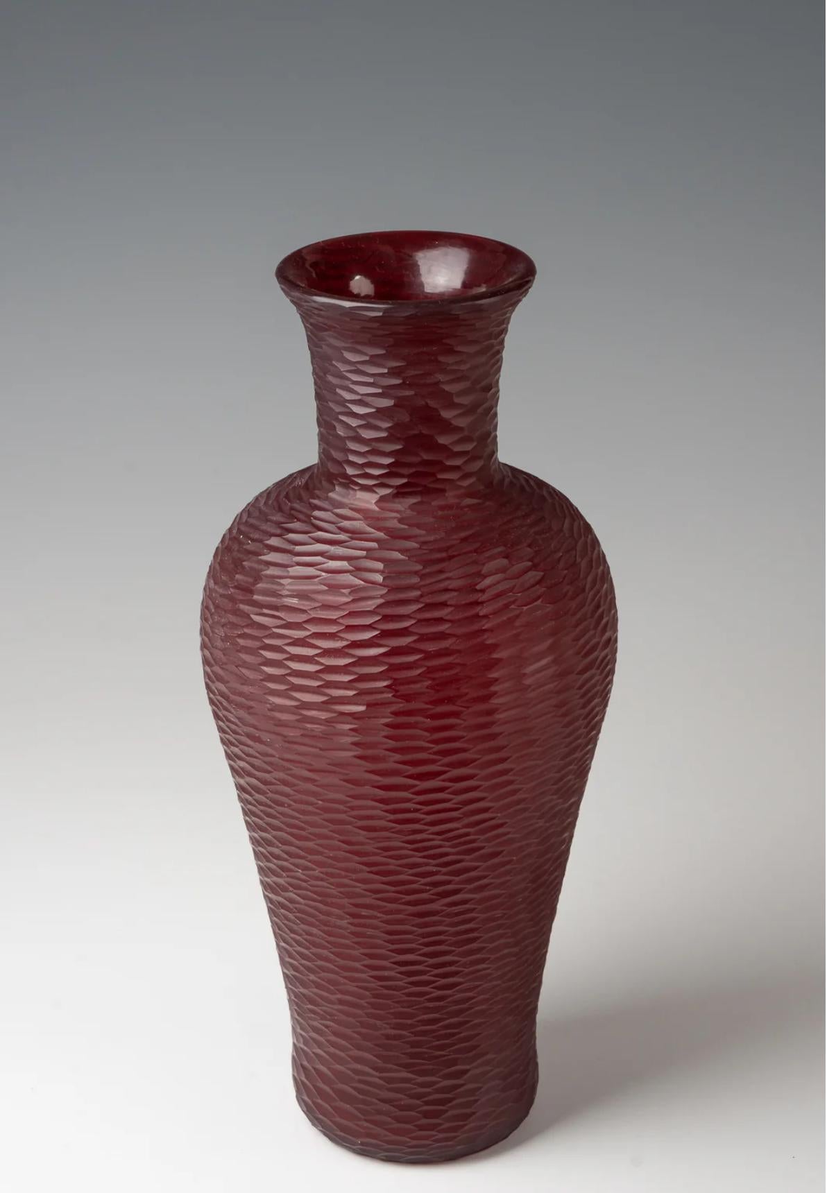 Hand-Carved A 'battuto' glass vase by Carlo Scarpa for Venini, circa 1940 For Sale