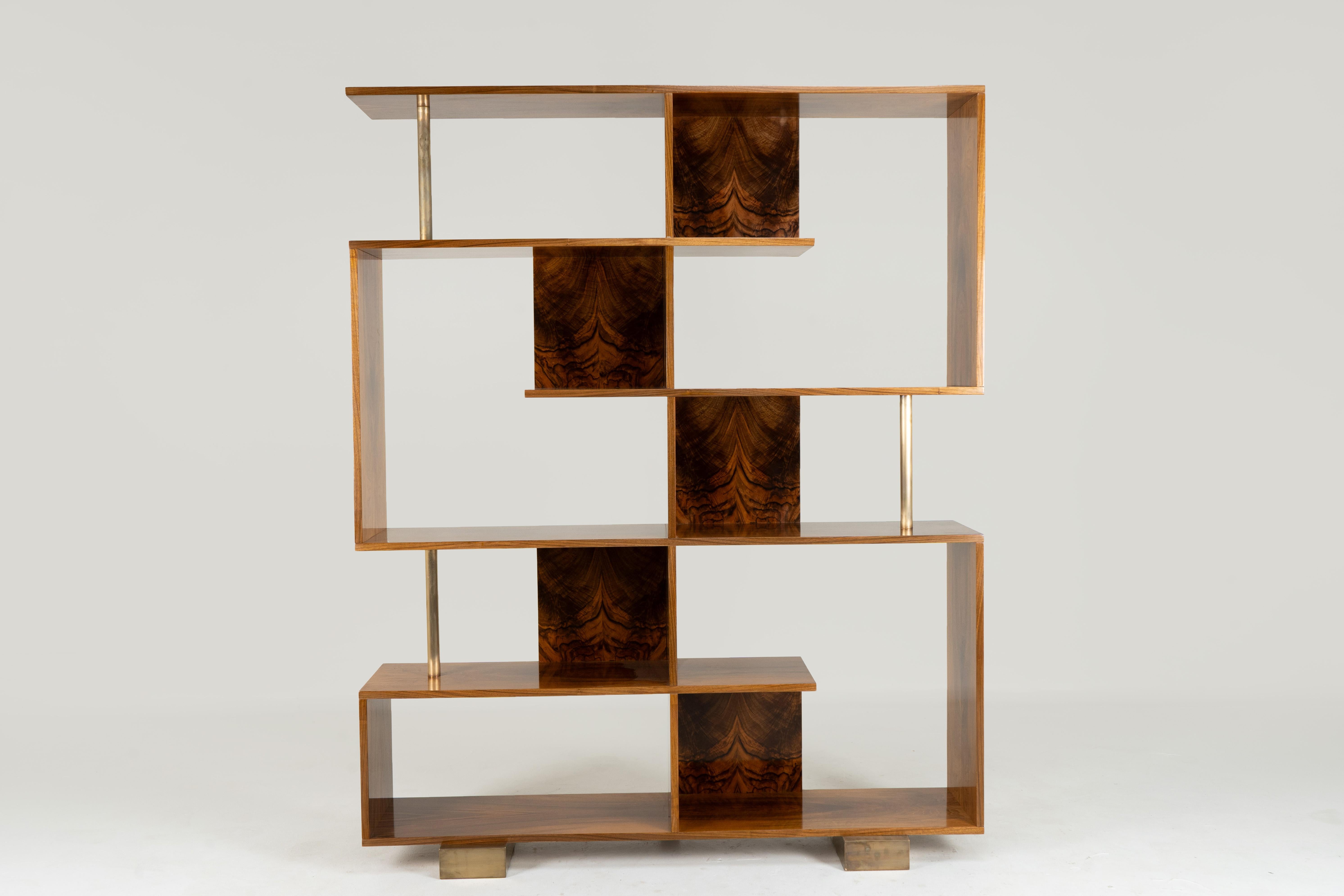 Walnut A Bauhaus-Inspired Open Shelf Display For Sale