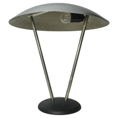 A Bauhaus Steel Art Deco Table Lamp in the Manner of KMB Daalderop With Switch