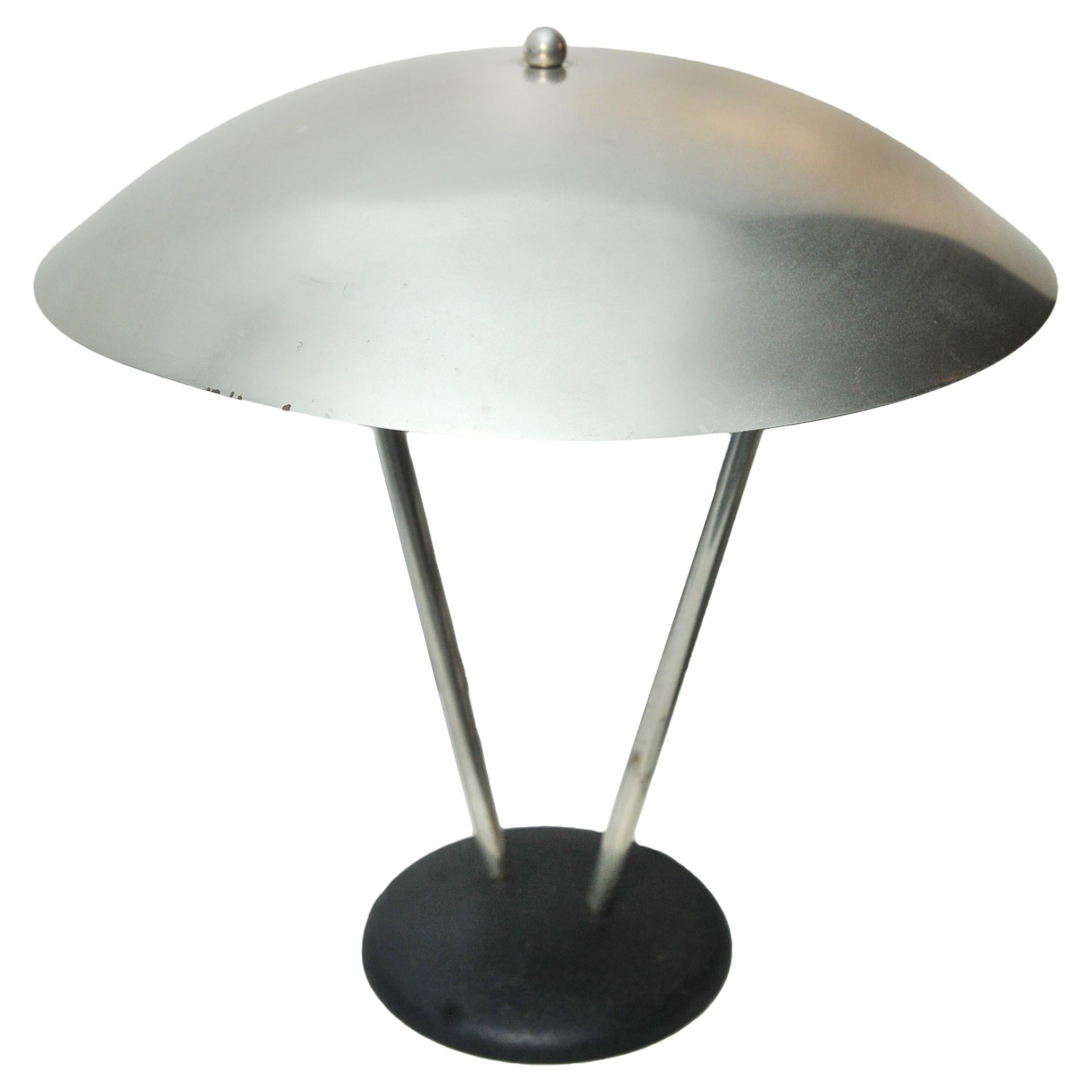 A Bauhaus Steel Art Deco Table Lamp in the Manner of KMB Daalderop With Switch 