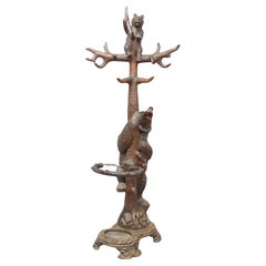 A Beatifully Hand-carved Brienz Black forest Hall Stand with a Mama Bear and Cub