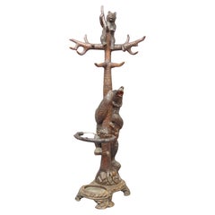 A Beatifully Hand-carved Brienz Black forest Hall Stand with a Mama Bear and Cub