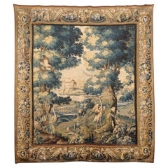 Antique Beautiful 18th C. Hand-Woven Flemish Verdure Wall Tapestry