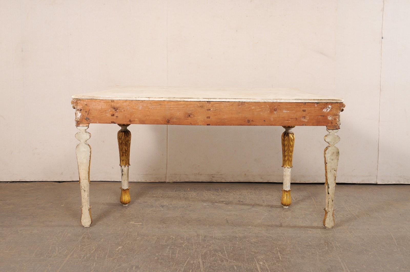 A Beautiful 18th C. Italian Large-Scale, Carved Foyer Table w/Original Mable Top For Sale 5
