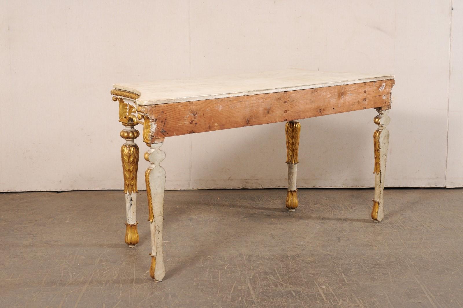 A Beautiful 18th C. Italian Large-Scale, Carved Foyer Table w/Original Mable Top For Sale 6
