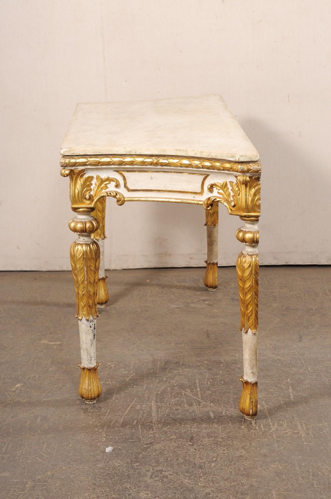 A Beautiful 18th C. Italian Large-Scale, Carved Foyer Table w/Original Mable Top For Sale 7
