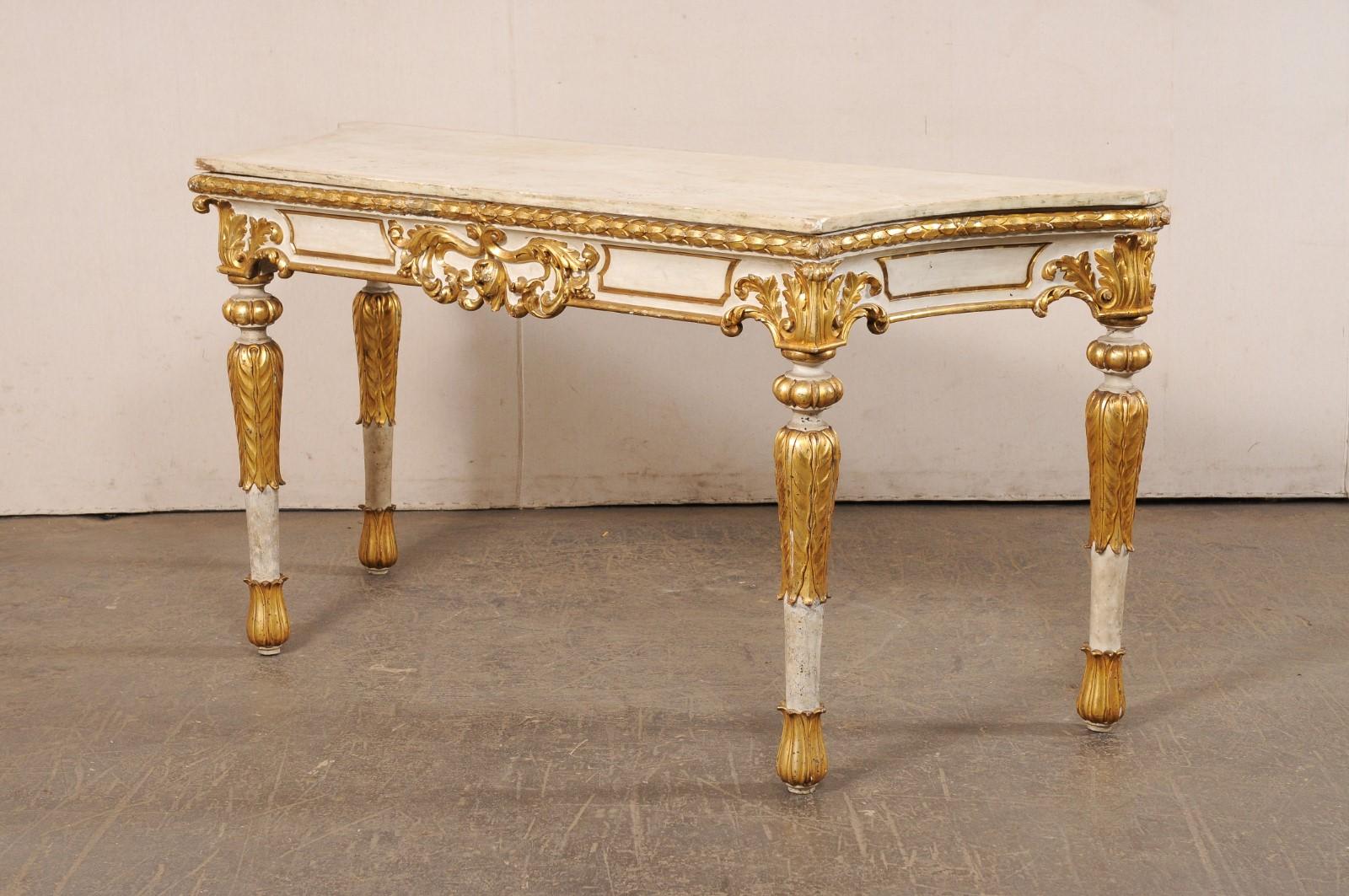 A Beautiful 18th C. Italian Large-Scale, Carved Foyer Table w/Original Mable Top For Sale 8