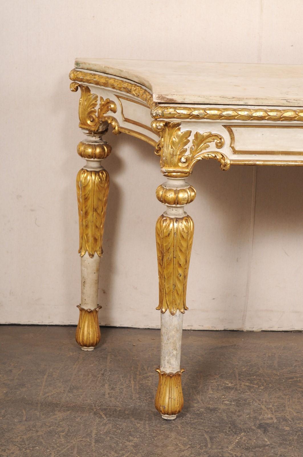A Beautiful 18th C. Italian Large-Scale, Carved Foyer Table w/Original Mable Top In Good Condition For Sale In Atlanta, GA