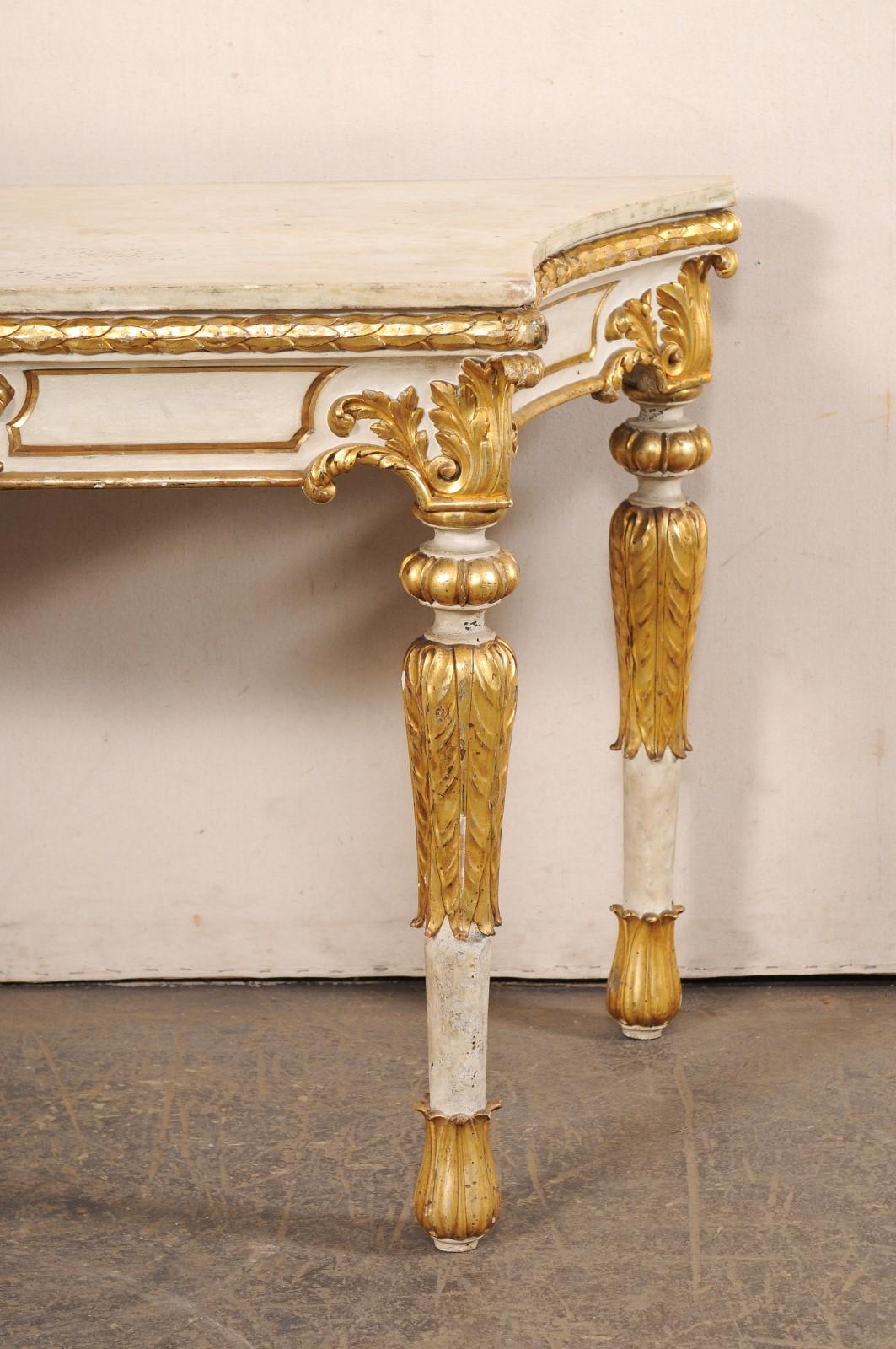 18th Century and Earlier A Beautiful 18th C. Italian Large-Scale, Carved Foyer Table w/Original Mable Top For Sale