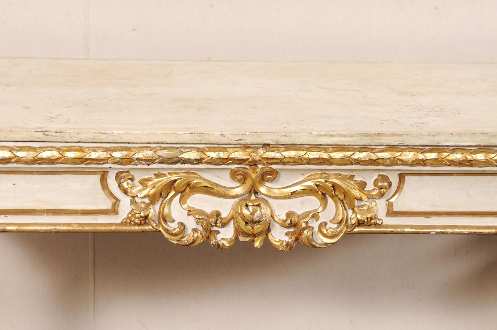 Marble A Beautiful 18th C. Italian Large-Scale, Carved Foyer Table w/Original Mable Top For Sale