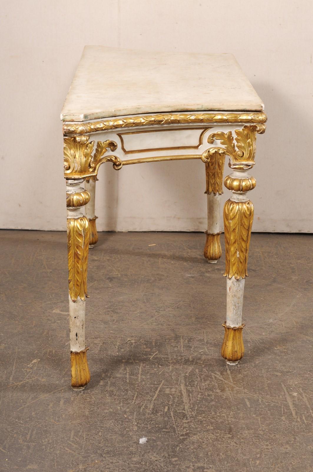 A Beautiful 18th C. Italian Large-Scale, Carved Foyer Table w/Original Mable Top For Sale 3