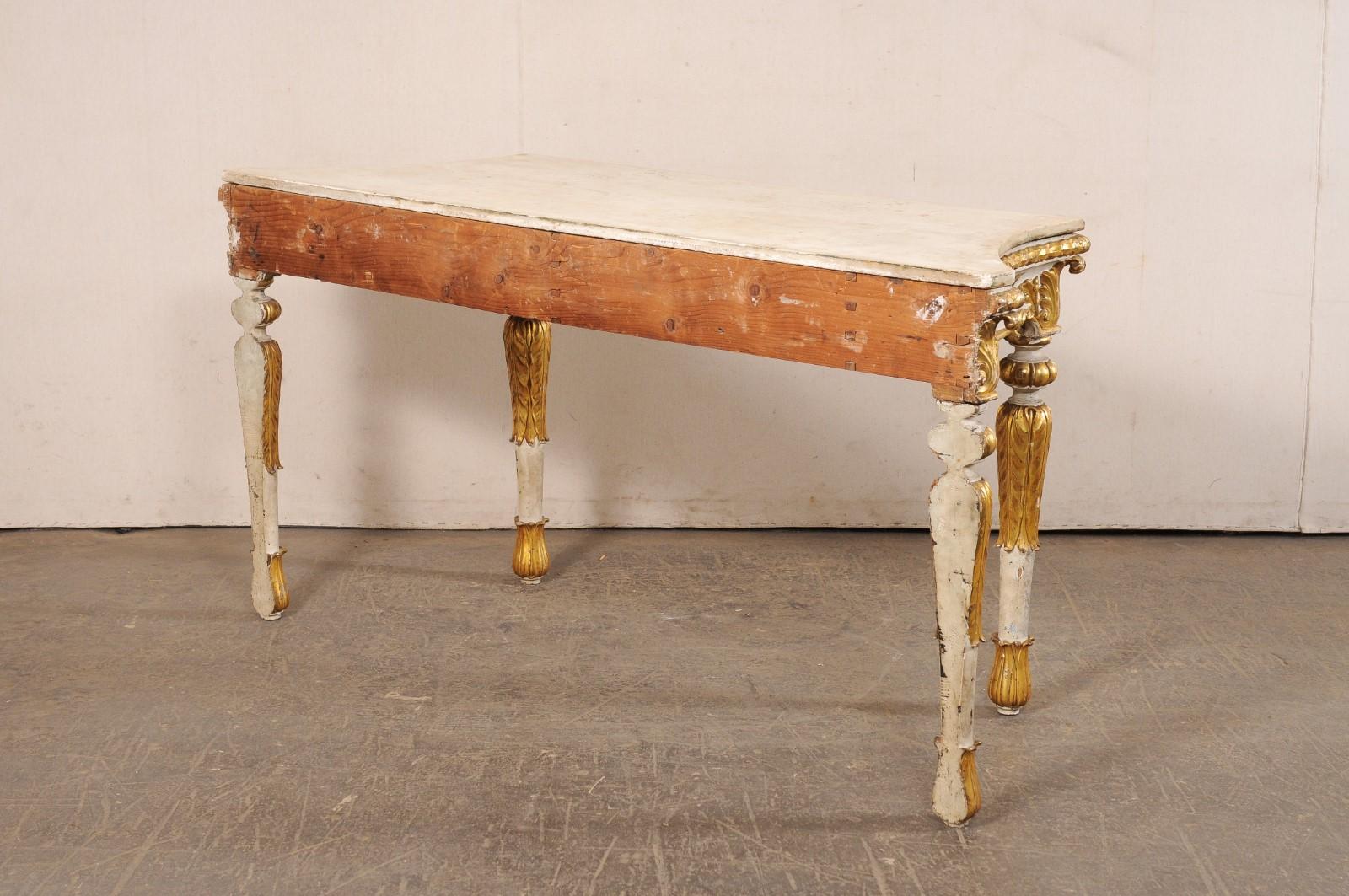 A Beautiful 18th C. Italian Large-Scale, Carved Foyer Table w/Original Mable Top For Sale 4
