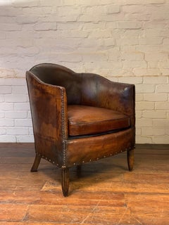 A Beautiful, 1920’s French Leather Club Chair, Normandy Model