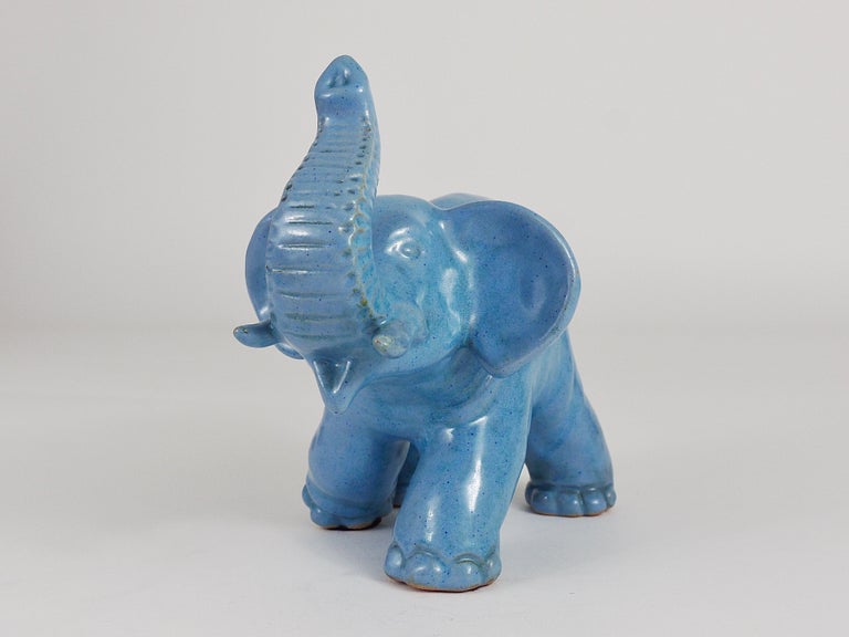 Beautiful 1950s Elephant Pottery Sculpture Figurine by Gmundner Keramik For Sale at 1stDibs