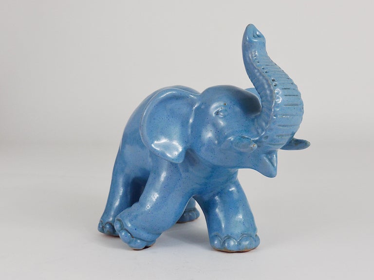 Beautiful 1950s Elephant Pottery Sculpture Figurine by Gmundner Keramik