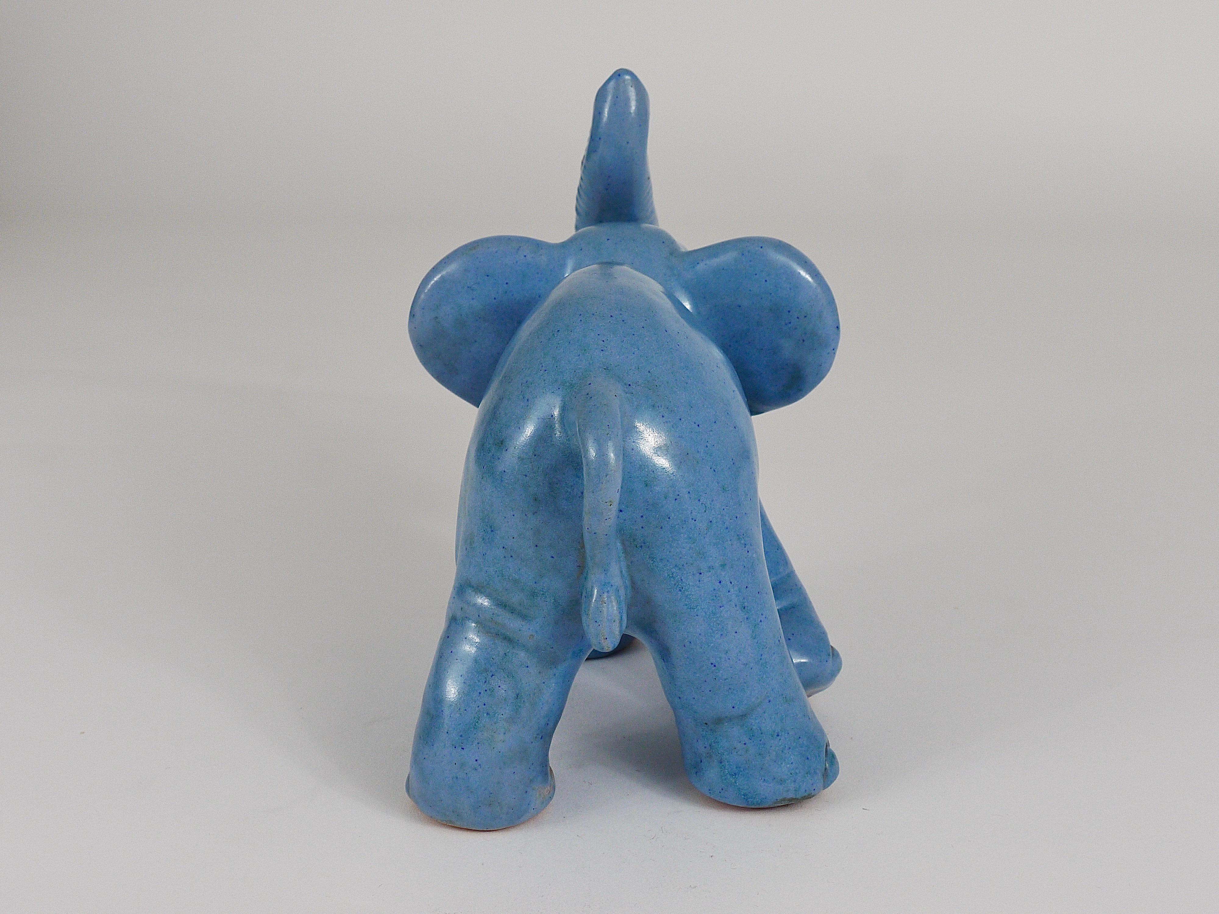 Austrian Beautiful 1950s Elephant Pottery Sculpture Figurine by Gmundner Keramik