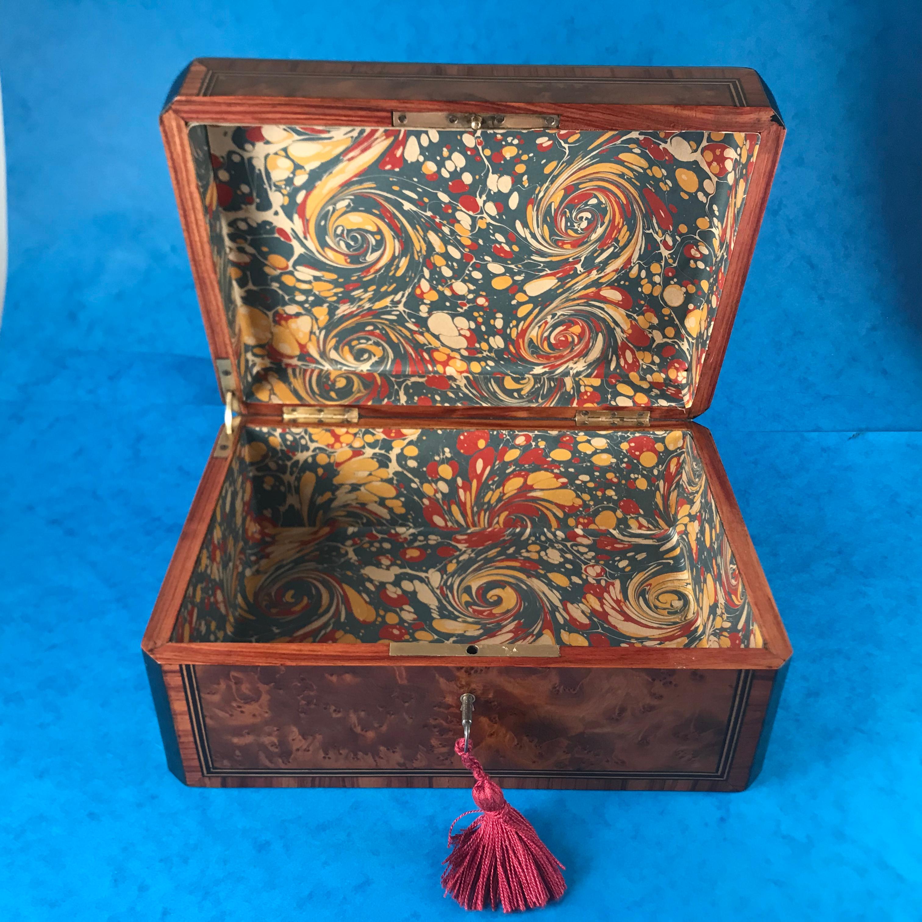 Beautiful 19th Century 1870 French Burr Cedar Box 7