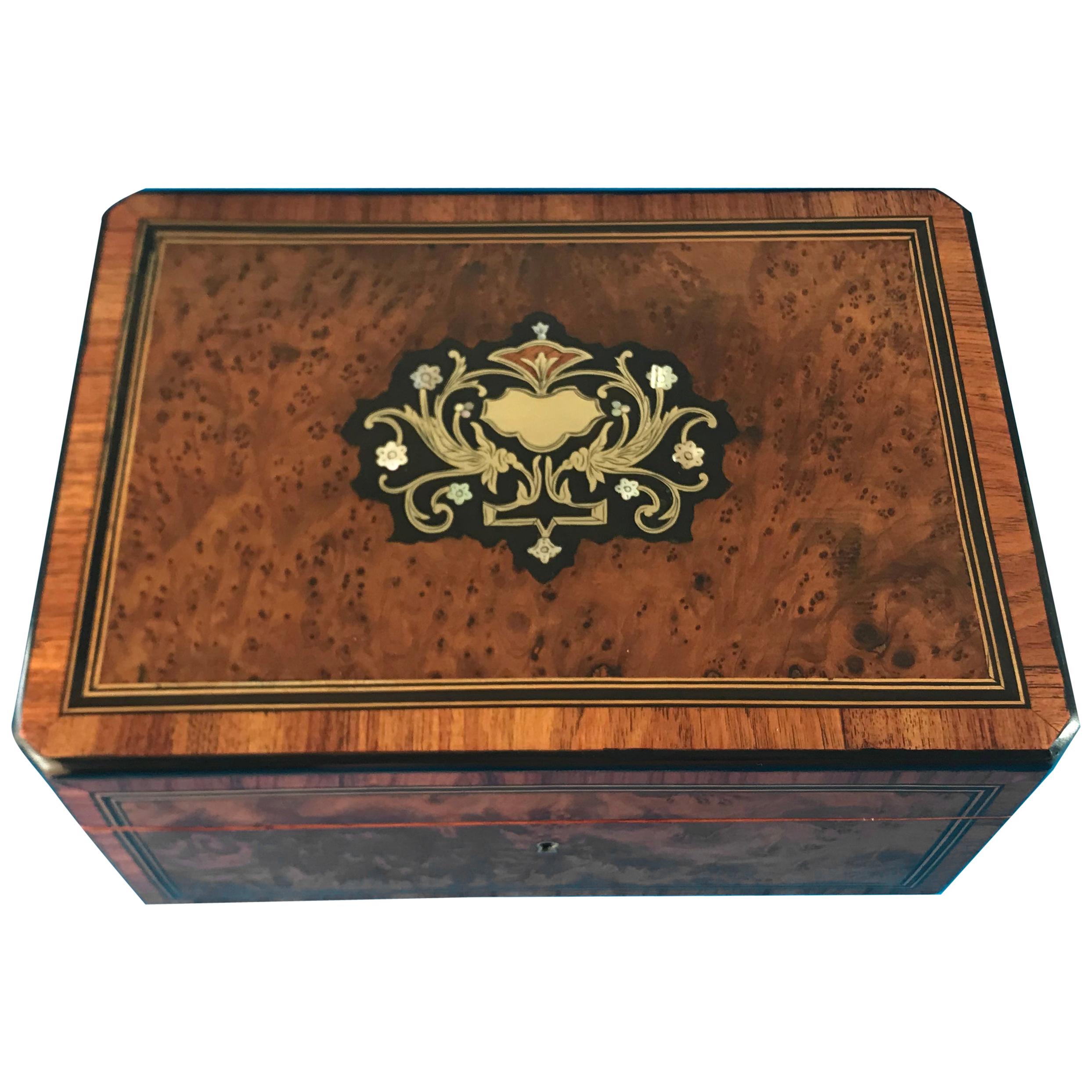 Beautiful 19th Century 1870 French Burr Cedar Box