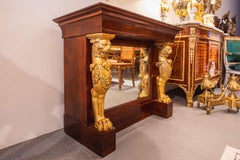 A beautiful 19th century Empire mahogany and parcel gilt marble top console